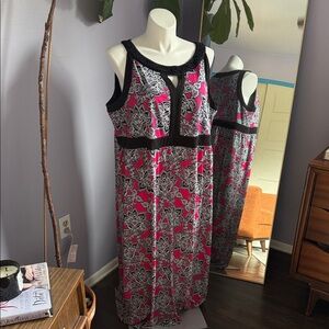 Catherines Pink and Black Maxi Dress